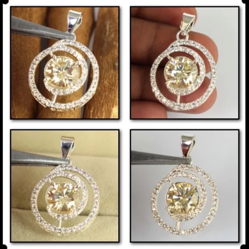 Yellow 6.01 moissanite halo pendant